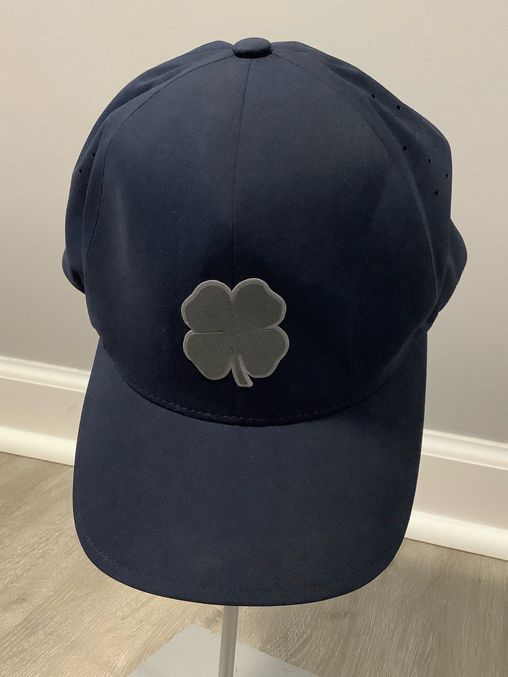 Black clover navy blue & reflective silver logo fitted hat